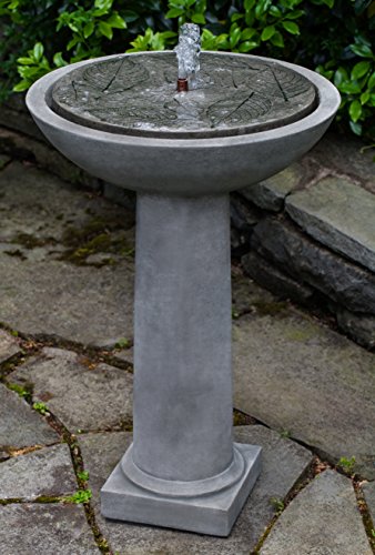 Campania International Hydrangea Leaves Birdbath Fountain Pietra Vecchia Finish