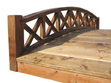SamsGazebos Swan Wood Garden Bridge with Cross Halved Lattice Railings 6-Feet Brown