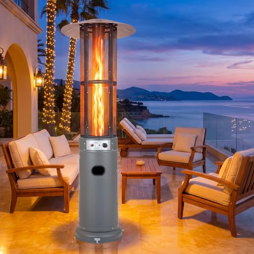 Tangkula Propane Patio Heater with Wheels, Easy Ignition, 34,000 BTU