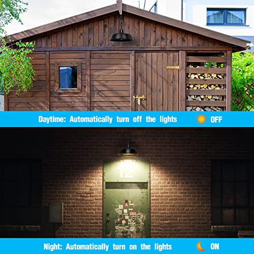 METOJIA Outdoor Gooseneck Barn Light - 24 Inch Black Farmhouse Wall Sconce with Dusk to Dawn Sensor (2 PCS)