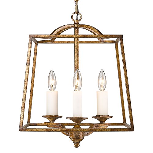 Golden Lighting 3072-3P GG Athena Foyer - Caged, Grecian Gold, 3 Lights