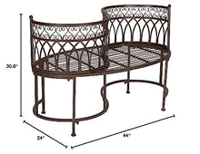 Outdoor Living Rustic Kissing Brown Iron Bench - 44" X 24" 30.8"
