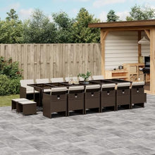 LKJVFCPW 17 Piece Patio Dining Set, Outdoor Garden Rattan Table with 12 Chairs and 4 Stools, Space Saving Cube Furniture for Backyard, Brown
