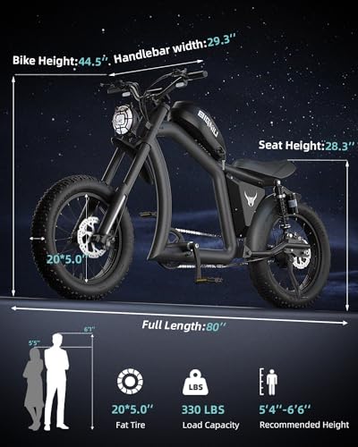 BIGNIU BG-X Electric Bike for Adults 1500W Brushless Motor with 48V/31.5Ah Battery, 34+ MPH Up to 40 Miles Range 20" *5" Fat TireFront/Rear Turn Signal, Dual Suspension Black