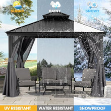 ABCCANOPY Hardtop Gazebo 10x10 Outdoor Metal Pavilion with Netting and Curtain Gray