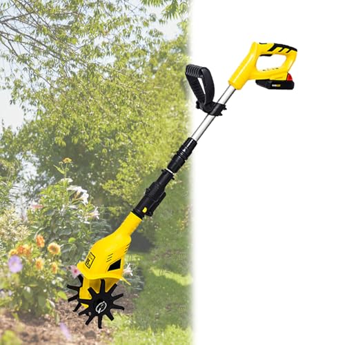 Small Tiller Cultivator, Household Use Electric Tiller, Garden Tiller, Lightweight Cordless Garden Cultivator for Gardening, Manganese Steel Blade, 20v Lithium
