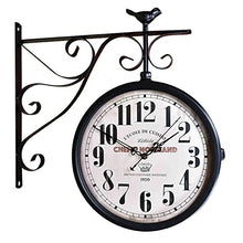 Kioxiuin Vintage Double-Sided Wall Clock with Pendulum - Retro Station Style Dial for Indoor and Outdoor Home Decor - Classic Garden Timepiece