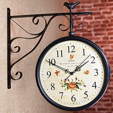 Garden Wall Clock Classic Station Wall Clock Retro Double Sided Wall Clock Outdoor Clock with Bracket Vintage Wall Clock - Vintage Clock