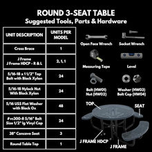 COATEDOUTDOORFURNITURE 46In Round Picnic Table, Punched, Black