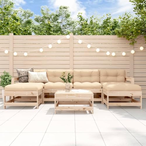 DYRJDJWIDHW Clearance Outdoor Furniture Sets,muebles para patios exteriores,7 Piece Patio Lounge Set with Cushions Solid WoodSuitable for Patio, Garden, Gazebo Low
