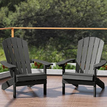 YEFU Adirondack Chairs Set of 4 with Cup Holder, Weather Resistant, Black