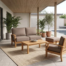Hives & Honey Pavilion 57" Outdoor Teak Loveseat Sofa with Cushions, Grade-A Teak Patio Couch, Weather-Resistant Deep Seating for Patio, Deck, Garden – Tan