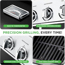 Heavy-Duty 5-Burner Propane Gas Grill - Stainless Steel Grill, 4 Main Burner with 1 side burner, 52,000 BTU Grilling Capacity, Electronic Ignition System, Built-in Thermometer - NutriChef NCGRIL2