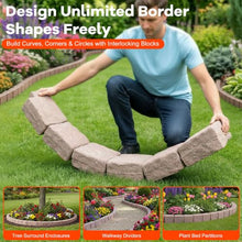 No Dig Landscape Edging, Faux Stone Edging Garden Border for Lawn & Flower Bed, Flexible Plastic Garden Edging Border, 12 Pack 6 Blocks with 24 Spikes Included, 46.85" L x 3.82" W x 6.1" H, Beige