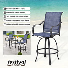 Festival Depot 11pcs Patio Dining Set Bar Height Swivel Bistro Chairs with Armrest and Glass Top Table Blue
