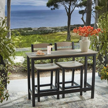 Signature Design by Ashley Moondance Contemporary Outdoor Weather Resistant Counter Table and 2 Bar Stools, Set of 3, Black & Light Brown