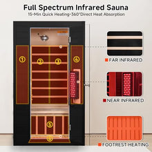 springspa 1-2 Person Full Spectrum Infrared Sauna with Red Light Therapy