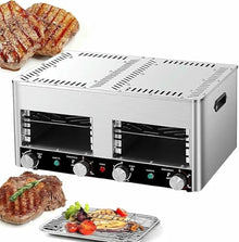 Portable Electric Steak Grill, Indoor Countertop Oven, Smokeless Grill Steak Oven for Broil Chicken Beef Pork and Vegetables, Fruits