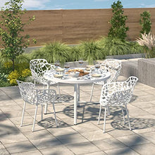 LeisureMod Forest Dining Arm Chairs, Aluminum Indoor and Outdoor Stackable Patio Accent Chair for Dining Room, Living Room, and Poolside- Set of 4, Devon Collection