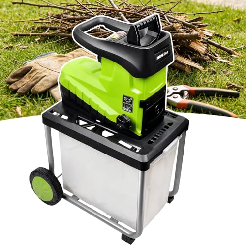 Sushangmao Electric Garden Shredder, 45mm/1.77" Branches, with 60l Large Capacity Detachable Box and Adjustable Grinding Size Knob,New Hobbing Cutter Head, for Leaves and Branches