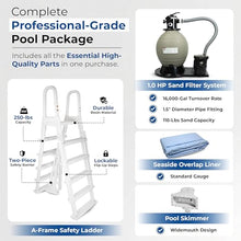Blue Wave Belize 15x30-ft Oval 52-in Deep Hard Sided Steel Wall Above Ground Pool with 6-in Steel Top Seats, Dual-Speed Sand Filter System, Ladder, Skimmer & Liner – 9,900 Gallon Cap for Family Use