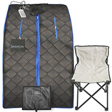 SereneLife Portable Sauna Box for Home, Infrared Sauna Tent with Heated Foot Pad and Folding Chair, Remote Control In-Home Spa, 38" x 32”