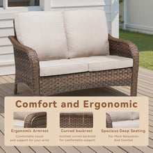 PE Wicker Outdoor Loveseat with Deep Seat Cushions for Patio Backyard Use