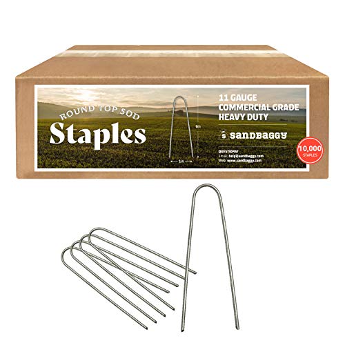 Sandbaggy Round Top 6-Inch Landscape Staples for Ground Cover & Drip Irrigation (10,000 Staples)