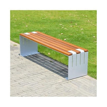 VHDY85KA Park Stainless Steel Wooden Seat Plate Outdoor Bench Park Square Courtyard Bench Entryway(Medium)