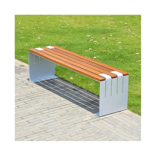 VHDY85KA Park Stainless Steel Wooden Seat Plate Outdoor Bench Park Square Courtyard Bench Entryway(Small)