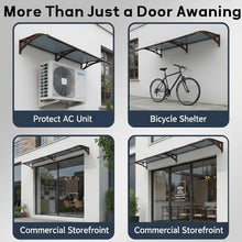 Awnings for Outside，Window awnings Exterior，Aluminum Bracket, Durable Polycarbonate Canopy，Rain & Snow Protection, for Entrance, Balcony, Garage-Blue-120x300cm/47x118in