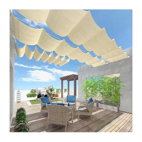 HBOOMOEM Wave Sunshade Net，U Shape Wave Sail，Retractable Waterproof Shade Sail，Telescopic Canopy Pergola Cover ，Outdoor Wave Sun Shade，Suitable For Gazebos, Patios, Decks, And Yards.(W:2.5m/8.2ft*L:14