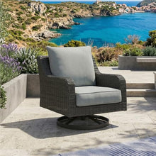 Signature Design by Ashley Elite Park Outdoor Lounge Chair, 360-Degree Swivel, Resin Wicker Over Aluminum Frame, Fade-Resistant Nuvella® Cushions, Gray