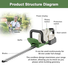 Cordless Handheld Hedge Trimmer, 200W Electric Brush Cutter, 51cm Double-Edged Blade, 180° Adjustable Head, Power Hedge Trimmer, Soft Grip Handle, 15mm Tooth Opening Capacity,2batteries