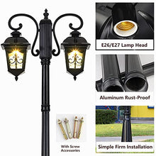 iumLeap 265Cm 2-Head Outdoor Lamp Post Light Apillar Post Light Garden Path Pillar Lamp Ip65 Waterproof Street Light Glass Lantern Courtyard Bollard Path Lamp Pathlighting Po(230cm)