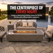 AMS 72" Rectangular Concrete Natural Gas Fire Pit Table Bundle, Light Gray