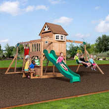 Backyard Discovery Montpelier Cedar Wood Playset Swing Set Light Brown