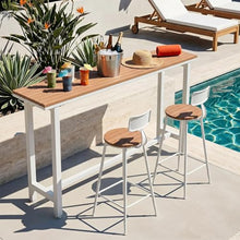 MISXEOE Outside Patio Bar Table Extra Long 47.2"-102.4", Outdoor Wood High Bar Table Counter Height Tables, Weather Resistant for Balcony, Pool, Garden, Backyard(White,94.5"x15.7"x41.3")