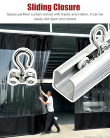 Sliding Pergola Curtain, Black Tarpaulin, Outdoor Divider