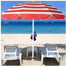 Housewares Sun Parasol Umbrella Garden 2.4m Striped Beach Umbrella Umbrellas, with Three-layer 8 Metal Reinforced Support Frames, for Outdoor Cafe Balcony Pool Without Base (Color : (Red)