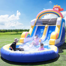 24FT Commercial Water Slide for Adult, (Double Slide) (100% Heavy Duty PVC), Giant Pool Inflatable Water Slide 1100W Blower, 24x11x12ft, Hold 600lbs, Fast Drainage, Backyard Outdoor Party