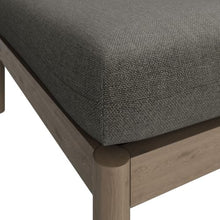 Modway Eleni Outdoor Teak Wood Ottoman in Weathered Gray Flint – Patio Foot Stool with Sunproof Foam Cushion