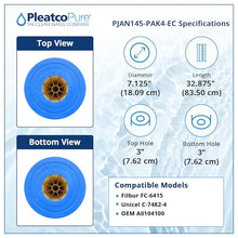 Pleatco PJAN145-PAK4-EC Pool Filter Cartridge Replacement for Unicel: C-7482-4, Filbur: FC-6415, OEM Part Numbers: A0104100, White