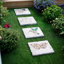 Etlegor Garden Stepping Stone, Square Step Gardening Stones with Pebble, Rustic Style Decorative Paver for Lawns, Backyards, Pond Borders, Pathways(4 Pieces)