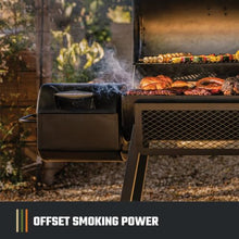 Oklahoma Joe’s Laredo Series 1100 Offset Charcoal Smoker and Grill with 1100 sq. in. Cooking Area in Black