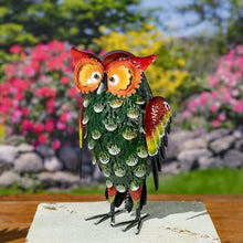 Zaer Ltd. Set of 6 Assorted Hand-Painted Metal Owl Figurines Indoor Outdoor Garden Decor