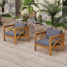 Hassyee Patio Bistro Set with Coffee Table for Living Room, Dining Room, Outdoor Wood Armchairs and Table Set with Removable Cushions for Balcony, Poolside, Garden, Lawn (Dark Grey 4 Chairs)