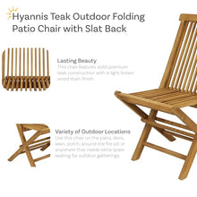 Sunnydaze Hyannis Wooden Teak Folding Chairs, Light Brown Finish, Set of 2