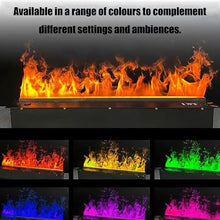 Multi-Colour RGB 3D Water Vapour Fireplace with Adjustable Brightness, Atomized Flame Effect, Automatic Water Refill, Remote and Touch Screen Control, Easy Install Design