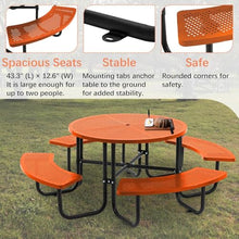 SENPUST 46.45" Outdoor Picnic Table, Metal Picnic Table, 1 Umbrella Pole